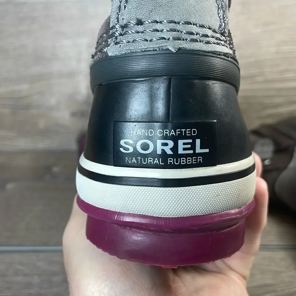 Sorel Joan of Arctic Knit II Warm Waterproof Women’s Sz 7 Gray Suede Snow Boots